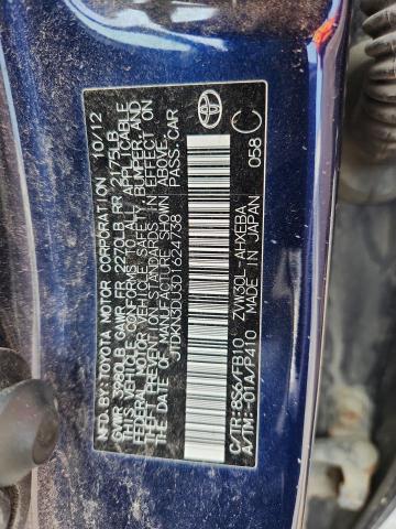 JTDKN3DU3D1624738 - 2013 TOYOTA PRIUS Көк фото 12