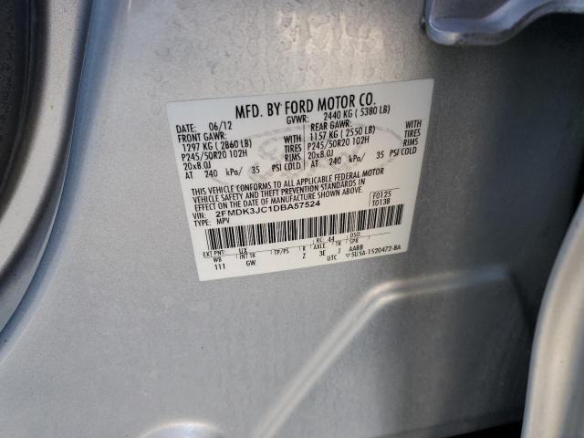 2FMDK3JC1DBA57524 - 2013 FORD EDGE SEL ვერცხლისფერი ფოტო 14