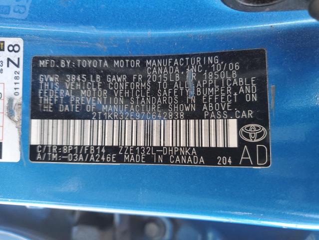 2T1KR32E97C642838 - 2007 TOYOTA COROLLA MA XR BLUE photo 23