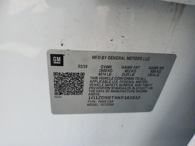 1G1ZD5STXKF161612 - 2019 CHEVROLET MALIBU LT Blanc photo 12