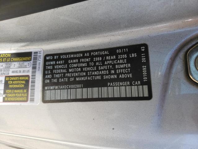 WVWFW7AH2CV002801 - 2012 VOLKSWAGEN EOS LUX 银色 照片 12