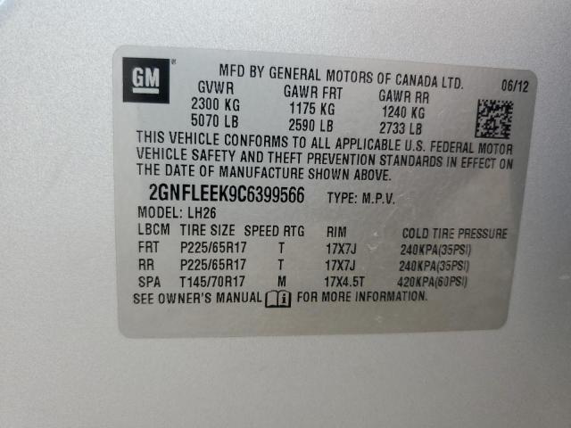 2GNFLEEK9C6399566 - 2012 CHEVROLET EQUINOX LT SILVER photo 14