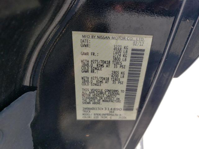 1N6BA0CC5CN314890 - 2012 NISSAN TITAN S 黑色 照片 12