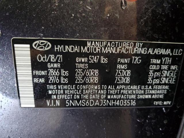 5NMS6DAJ3NH403516 - 2022 HYUNDAI SANTA FE SEL ნაცრისფერი ფოტო 14