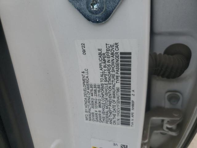 1HGCV1F32NA077980 - 2022 HONDA ACCORD SPORT 白色 照片 12