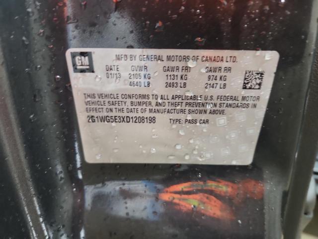 2G1WG5E3XD1208198 - 2013 CHEVROLET IMPALA LT CHARCOAL photo 12
