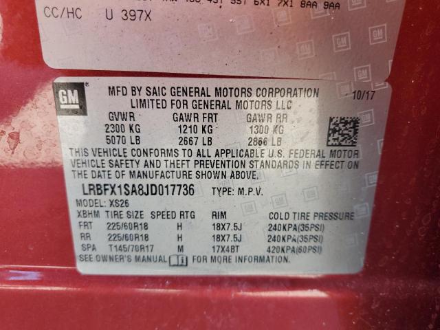 LRBFX1SA8JD017736 - 2018 BUICK ENVISION ESSENCE Красный фото 12