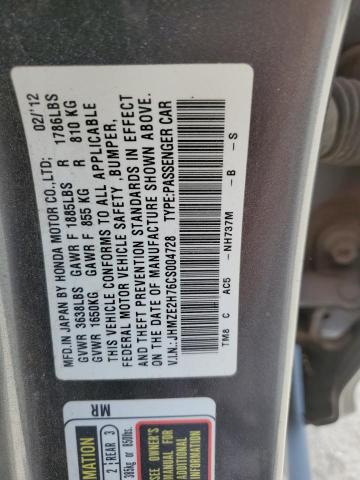 JHMZE2H76CS004728 - 2012 HONDA INSIGHT EX GRAY photo 12