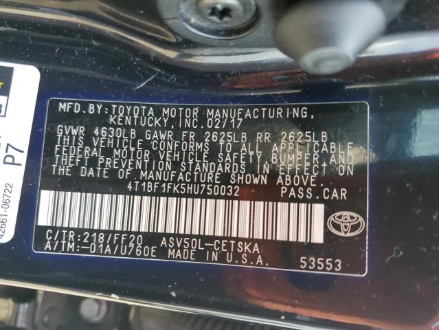 4T1BF1FK5HU750032 - 2017 TOYOTA CAMRY LE BLACK photo 13