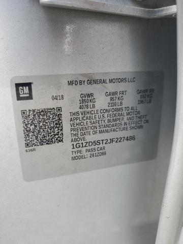 1G1ZD5ST2JF227486 - 2018 CHEVROLET MALIBU LT Күміс фото 12