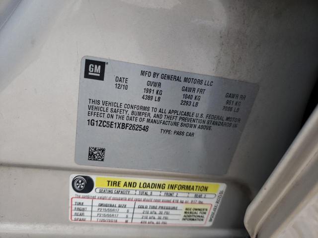 1G1ZC5E1XBF262548 - 2011 CHEVROLET MALIBU 1LT 棕色 照片 12