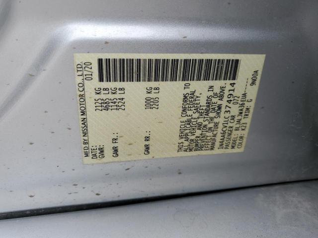 1N4AA6CV1LC374914 - 2020 NISSAN MAXIMA SV SILVER photo 13