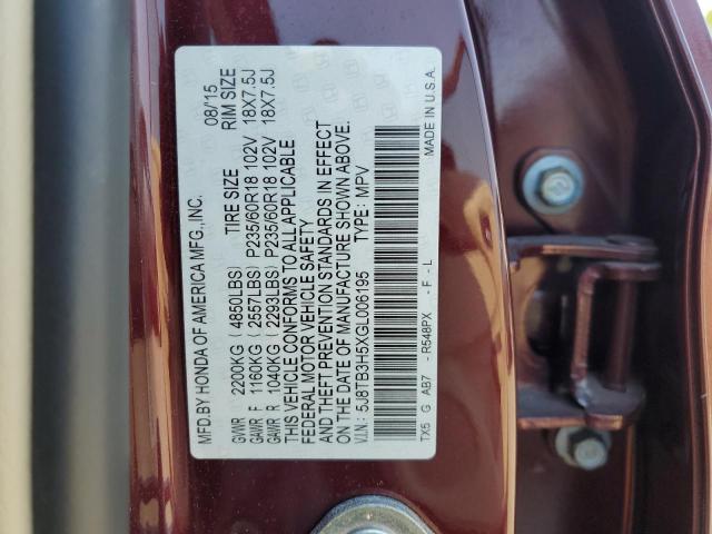 5J8TB3H5XGL006195 - 2016 ACURA RDX TECHNOLOGY Բորդո լուսանկար 13