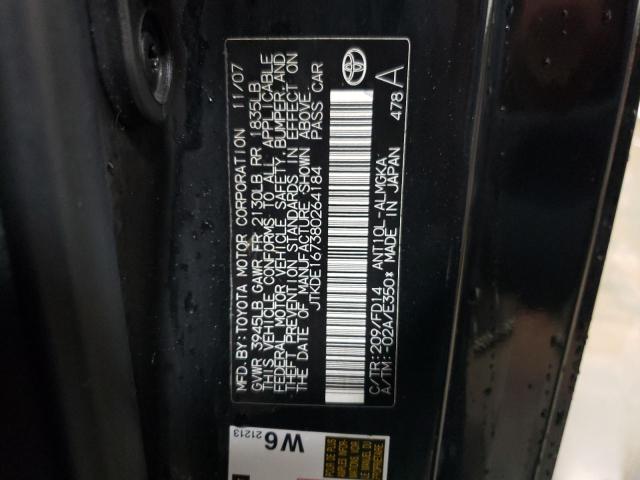 JTKDE167380264184 - 2008 TOYOTA SCION TC BLACK photo 12