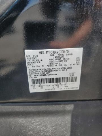 1FM5K8D88JGB64549 - 2018 FORD EXPLORER XLT 黑色 照片 13