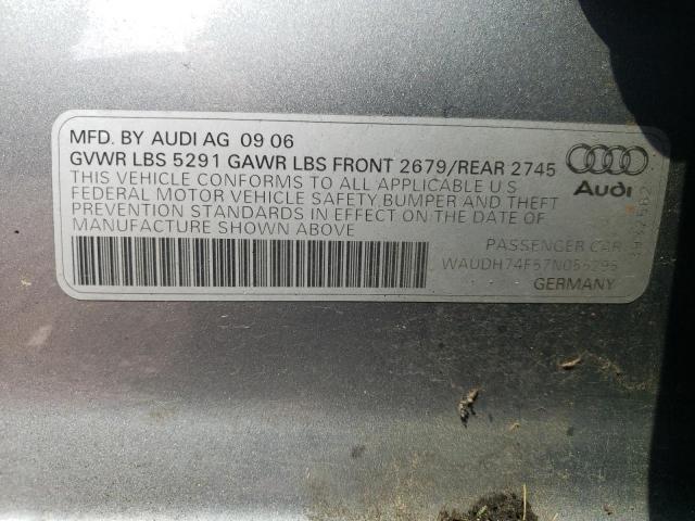 WAUDH74F57N055295 - 2007 AUDI A6 3.2 QUATTRO GRAY photo 12