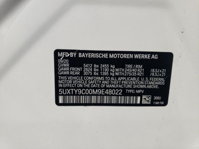5UXTY9C00M9E48022 - 2021 BMW X3 XDRIVEM40I WHITE photo 12
