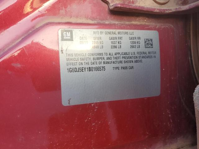 1G6DJ5EY1B0166575 - 2011 CADILLAC CTS PERFORMANCE COLLECTION Красный фото 12