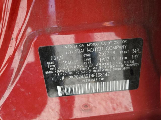 3KPC24A61NE168147 - 2022 HYUNDAI ACCENT SE RED photo 13