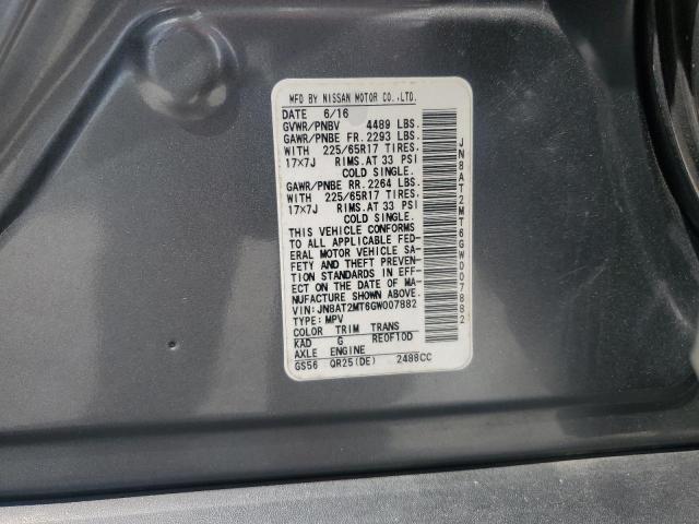 JN8AT2MT6GW007882 - 2016 NISSAN ROGUE S GRAY photo 13