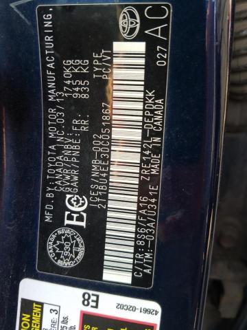 2T1BU4EE3DC051867 - 2013 TOYOTA COROLLA BASE 蓝色 照片 12