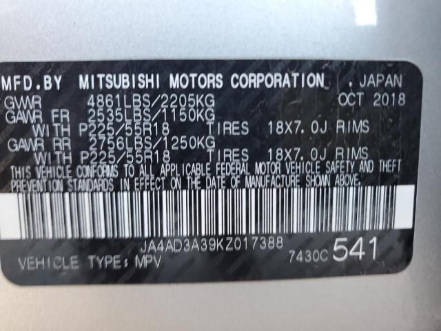 JA4AD3A39KZ017388 - 2019 MITSUBISHI OUTLANDER SE SILVER photo 13