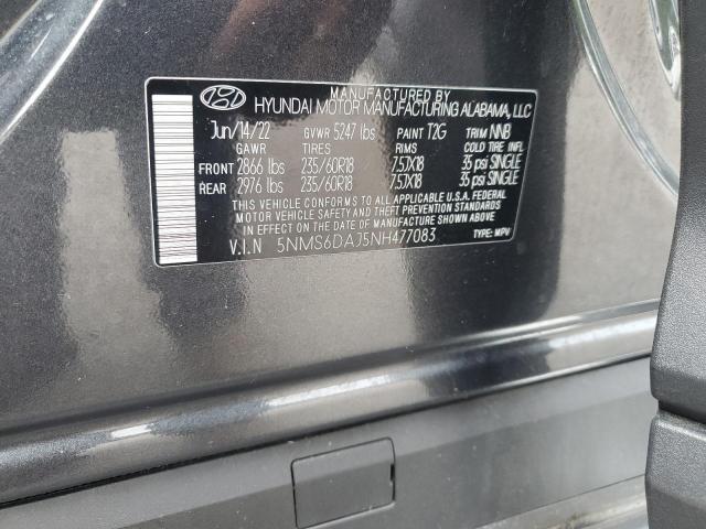 5NMS6DAJ5NH477083 - 2022 HYUNDAI SANTA FE SEL GRAY photo 13