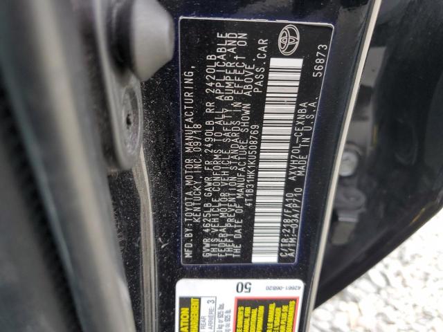 4T1B31HK1KU508769 - 2019 TOYOTA CAMRY LE Қара фото 12