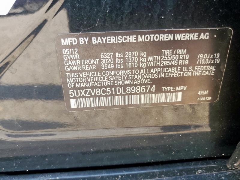 5UXZV8C51DL898674 - 2013 BMW X5 XDRIVE50I BLACK photo 13