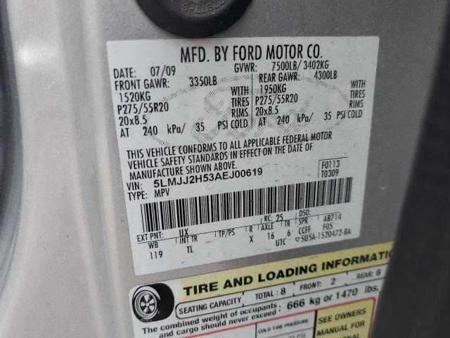 5LMJJ2H53AEJ00619 - 2010 LINCOLN NAVIGATOR 银色 照片 13