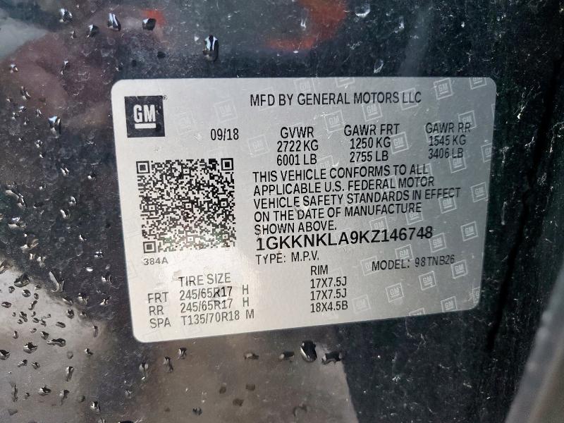 1GKKNKLA9KZ146748 - 2019 GMC ACADIA SLE შავი ფოტო 13