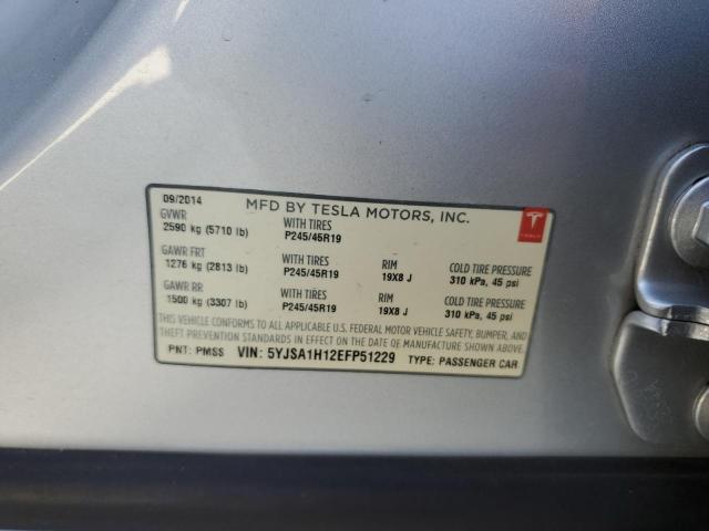 5YJSA1H12EFP51229 - 2014 TESLA MODEL S 银色 照片 12