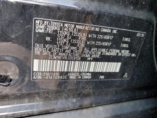 2T3W1RFV9LC059158 - 2020 TOYOTA RAV4 XLE BLACK photo 13