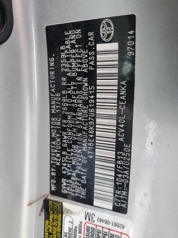 4T1BE46K97U619415 - 2007 TOYOTA CAMRY CE GRAY photo 12