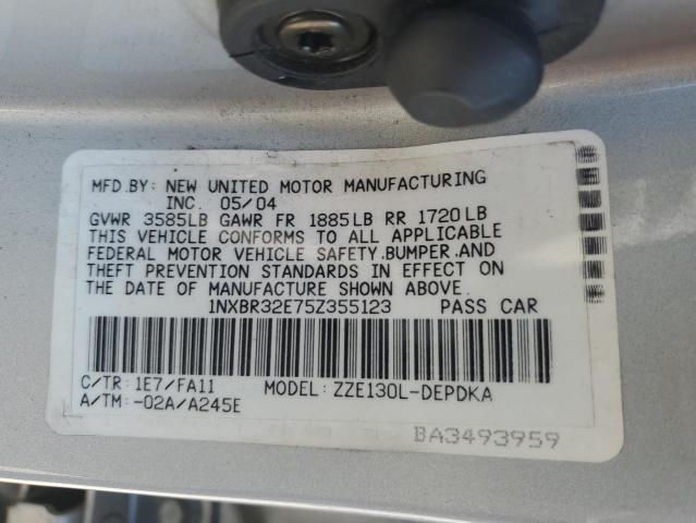 1NXBR32E75Z355123 - 2005 TOYOTA COROLLA CE SILVER photo 13