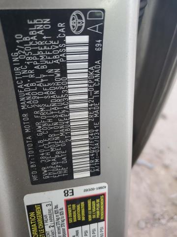 2T1BU4EE7AC353500 - 2010 TOYOTA COROLLA BASE 米色 照片 12