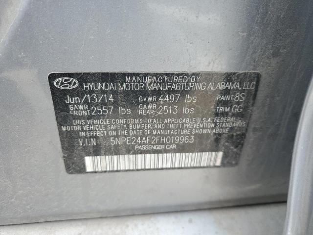 5NPE24AF2FH019963 - 2015 HYUNDAI SONATA SE SILVER photo 12