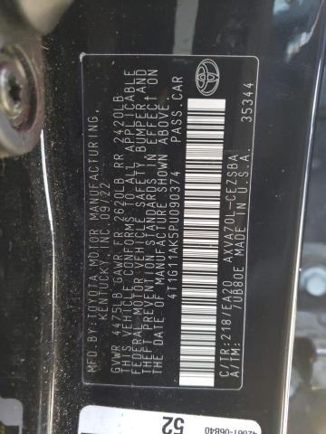 4T1G11AK5PU090374 - 2023 TOYOTA CAMRY SE NIGHT SHADE BLACK photo 12