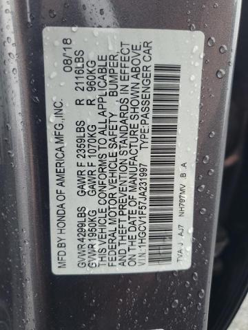 1HGCV1F57JA231997 - 2018 HONDA ACCORD EXL GRAY photo 12
