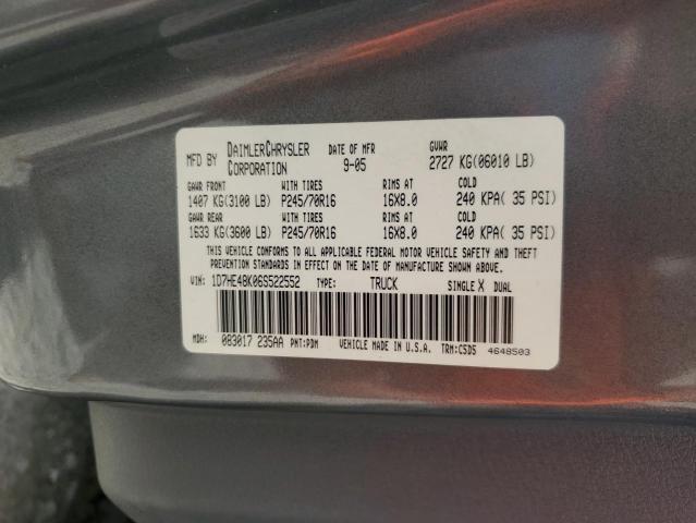 1D7HE48K06S522552 - 2006 DODGE DAKOTA QUAD SLT ნაცრისფერი ფოტო 12