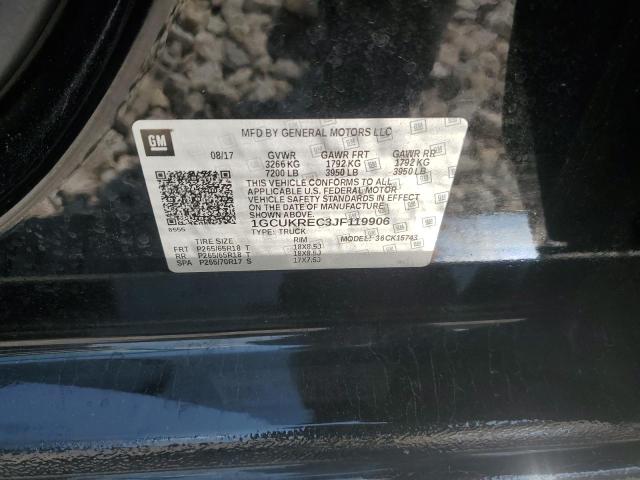 1GCUKREC3JF119906 - 2018 CHEVROLET SILVERADO K1500 LT 黑色 照片 12