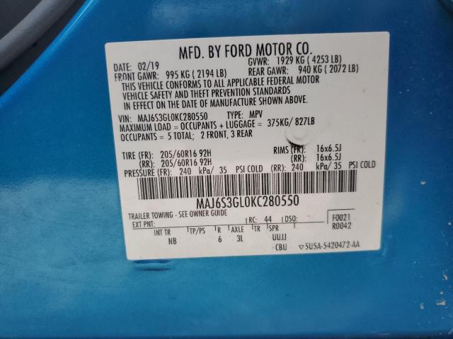 MAJ6S3GL0KC280550 - 2019 FORD ECOSPORT SE 蓝色 照片 13