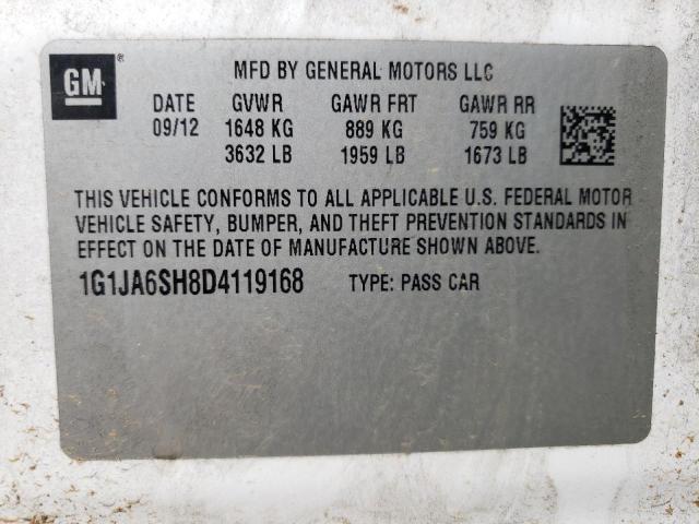 1G1JA6SH8D4119168 - 2013 CHEVROLET SONIC LS 白色 照片 12