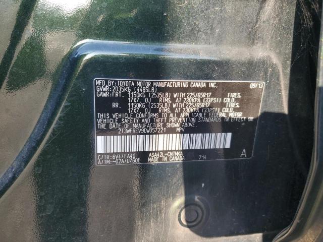 2T3WFREV9DW057221 - 2013 TOYOTA RAV4 XLE GREEN photo 13