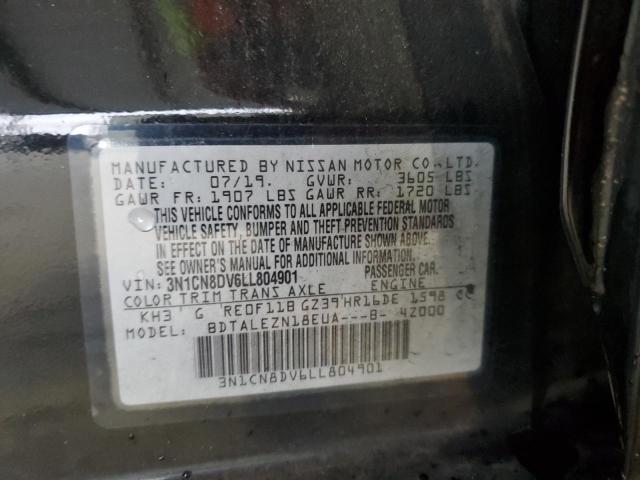 3N1CN8DV6LL804901 - 2020 NISSAN VERSA S 黑色 照片 12