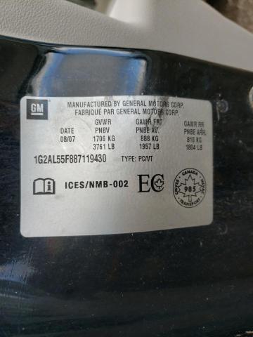 1G2AL55F887119430 - 2008 PONTIAC G5 SE BLACK photo 12