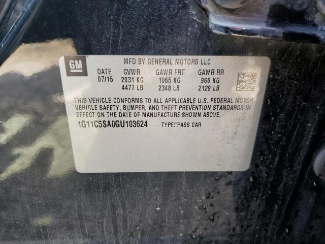 1G11C5SA0GU103624 - 2016 CHEVROLET MALIBU LIM LT 黑色 照片 12