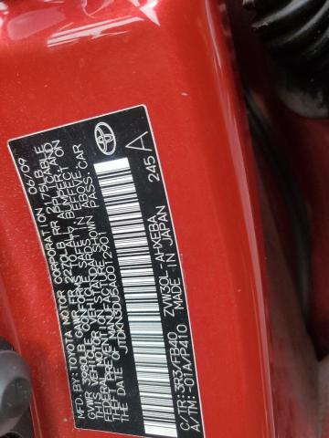 JTDKN3DU5A0012901 - 2010 TOYOTA PRIUS أحمر صورة 13