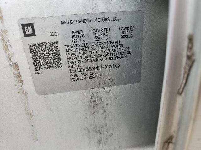 1G1ZE5SX4LF031102 - 2020 CHEVROLET MALIBU PREMIER SILVER photo 12