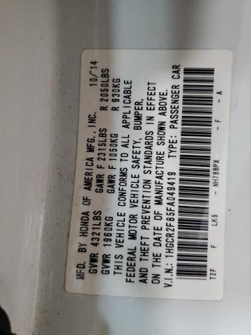 1HGCR2F85FA049419 - 2015 HONDA ACCORD EXL WHITE photo 12